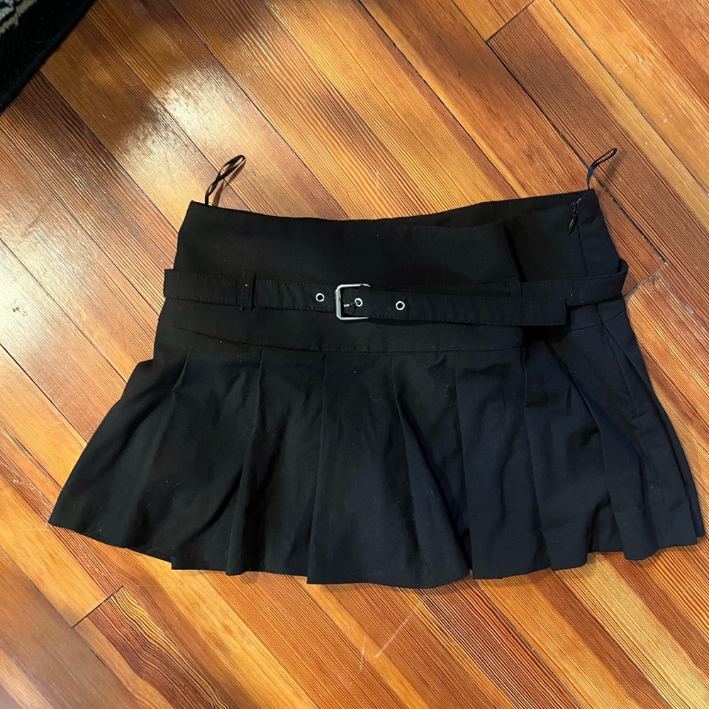 Zara Black Pleated Mini Skirt with inside shorts